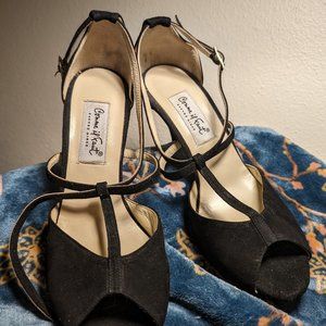 Black suede caged peep toe comme il faut 38/US8